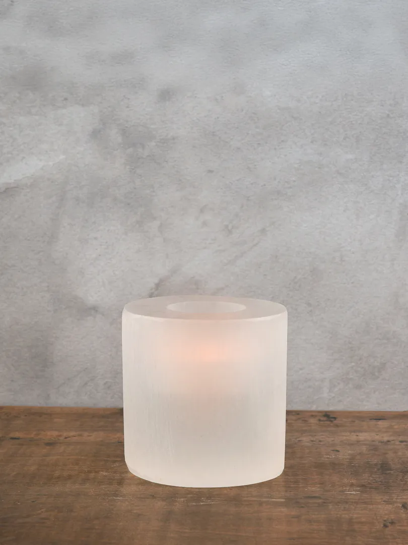5in Wide Moroccan Selenite Trunk Votive