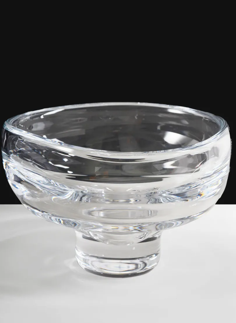 8in Wide Norvege Hand Blown Clear Glass Bowl
