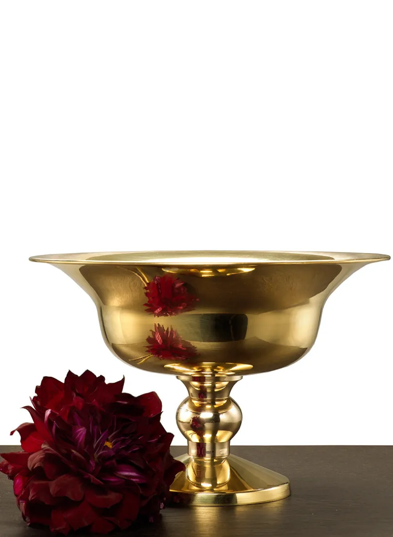 10in Wide Polished Brass Urn