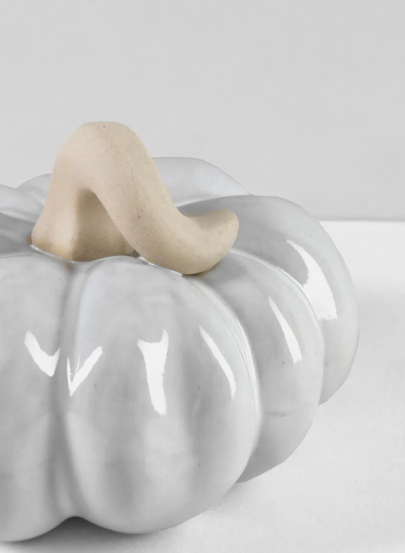 6in Wide Porcelain White Wash Pumpkins