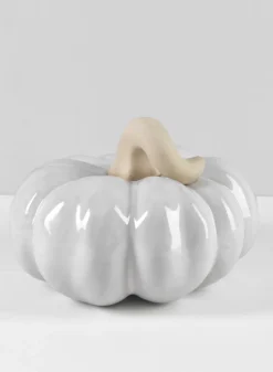 6in Wide Porcelain White Wash Pumpkins