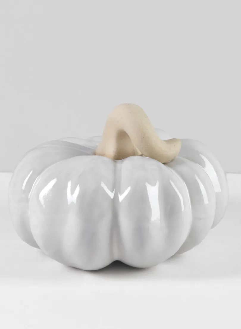 6in Wide Porcelain White Wash Pumpkins
