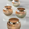 3.5in Wide Ribbed Vintage Mercury Glass Roly Poly, Set of 4