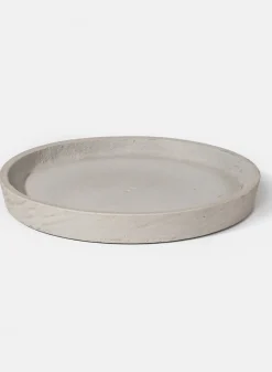 11.75in Wide Round Grey Cement Saucer