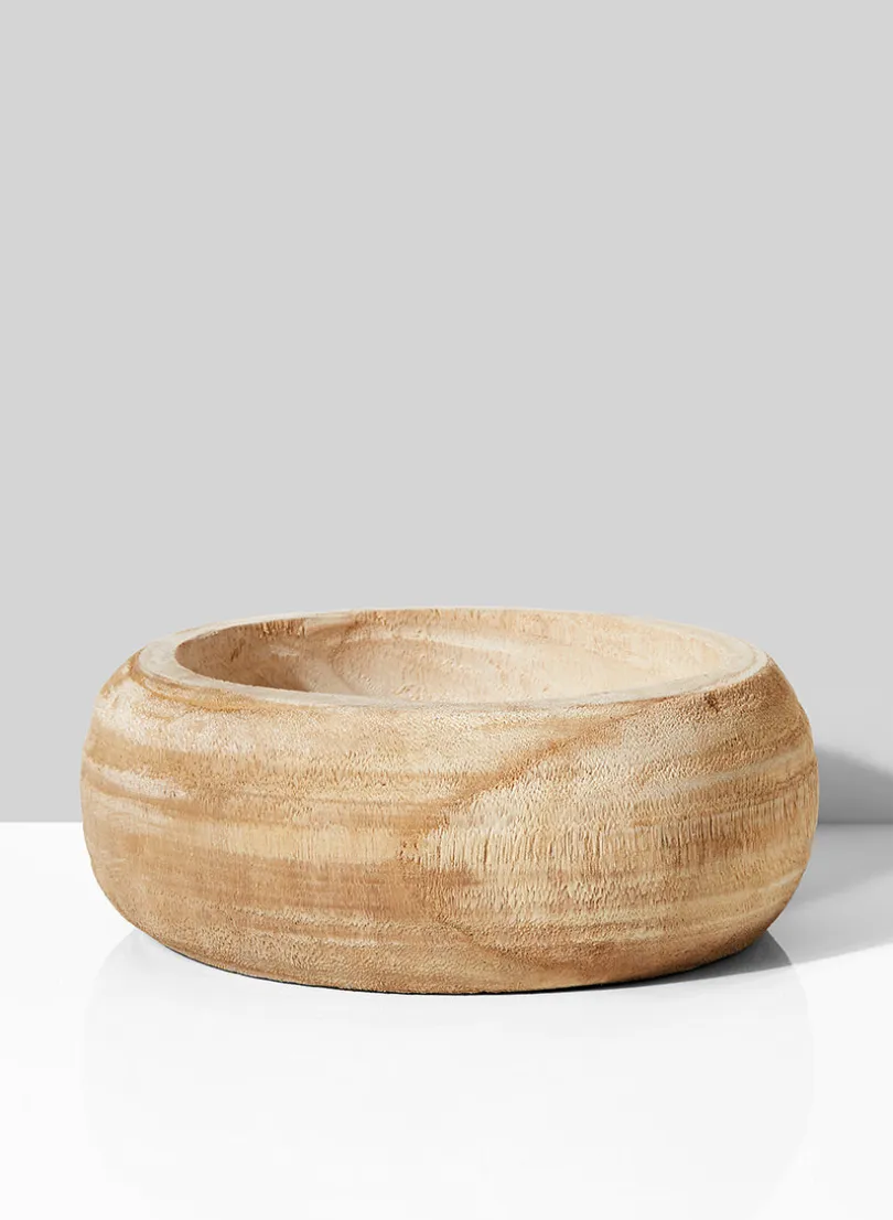9.5in Wide Round Paulownia Wood Bowl