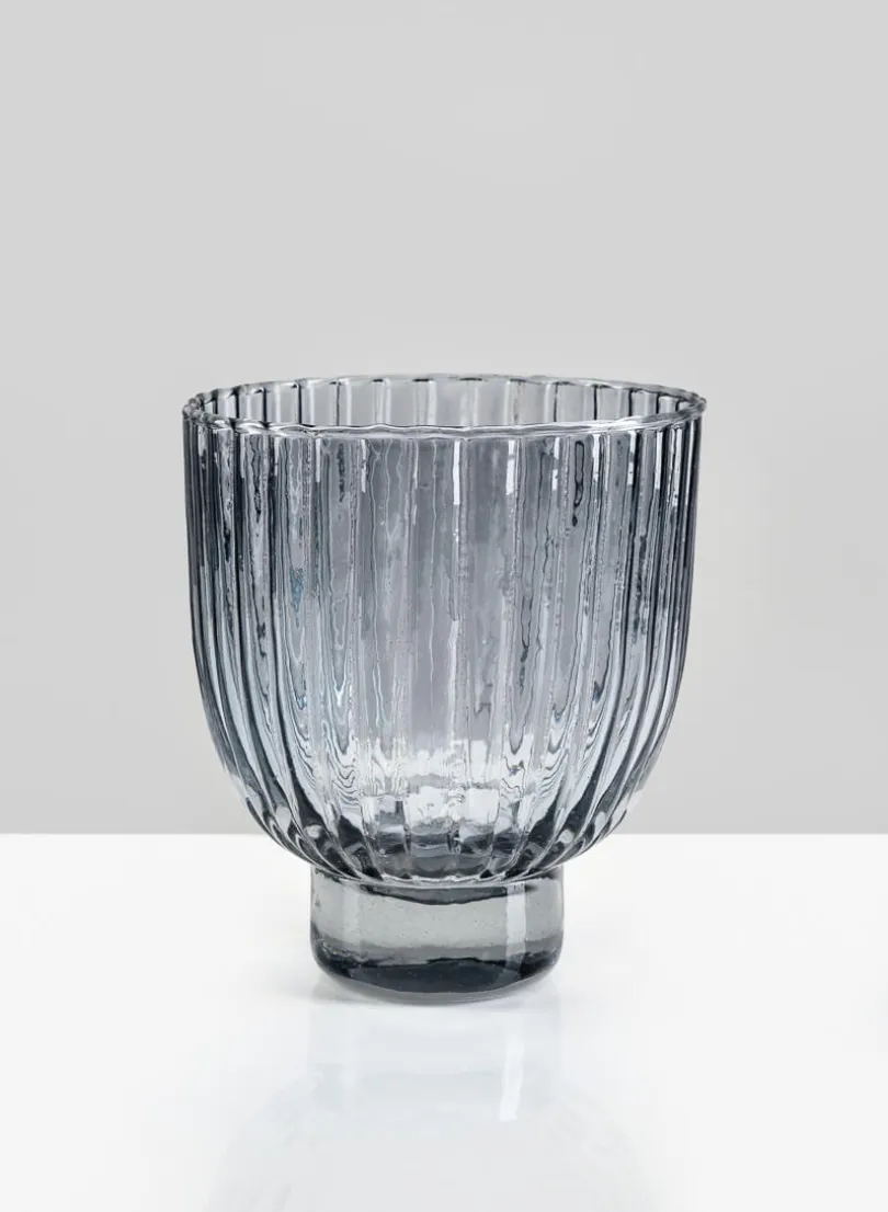 4.5in Wide Smoke Pleated Glass Bowl