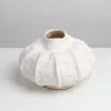 8in Wide Urchin Sand White Ceramic Deco Vase