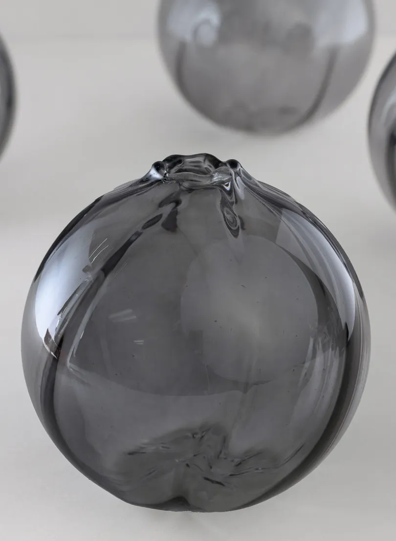 4in Wide Veroce Smoke Ball Glass Vase, Mini, Set of 4