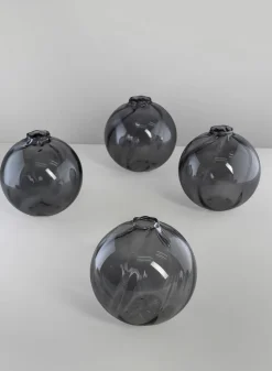 4in Wide Veroce Smoke Ball Glass Vase, Mini, Set of 4