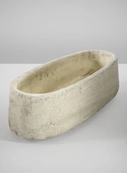 12in Wide Viseu Aged White Oval Stoneware Planter