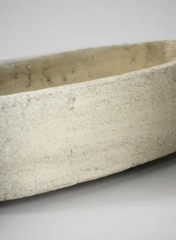 12in Wide Viseu Aged White Oval Stoneware Planter