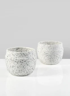 4in Wide White Granite Goki Bowl, Set of 2