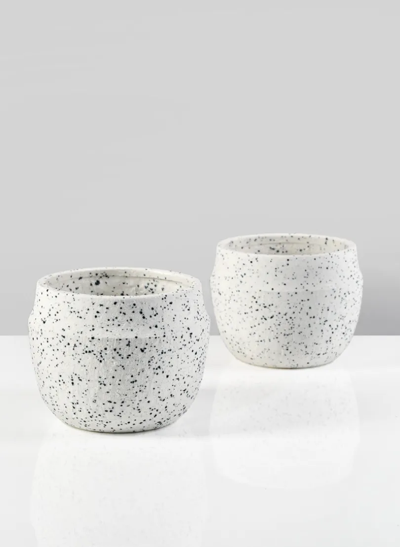 4in Wide White Granite Goki Bowl, Set of 2