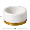 4in Wide White Marble Bowl With Brass Ring