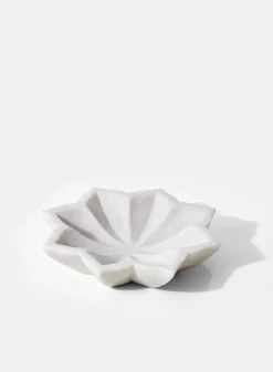 5.5in Wide White Marble Lotus Flower