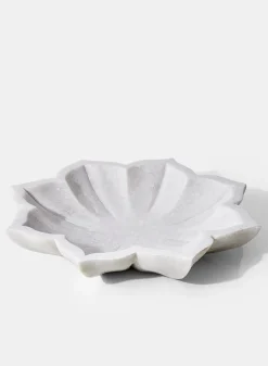 12.25in Wide White Marble Lotus Flower