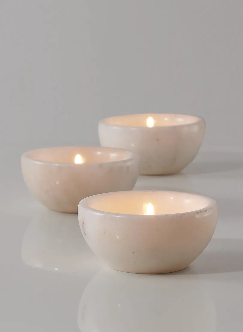 3in Wide White Mumtaz Marble Bowl, Set of 2