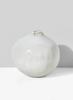 3.75in Wide White Potter's Pomegranate Bud Ceramic Vase