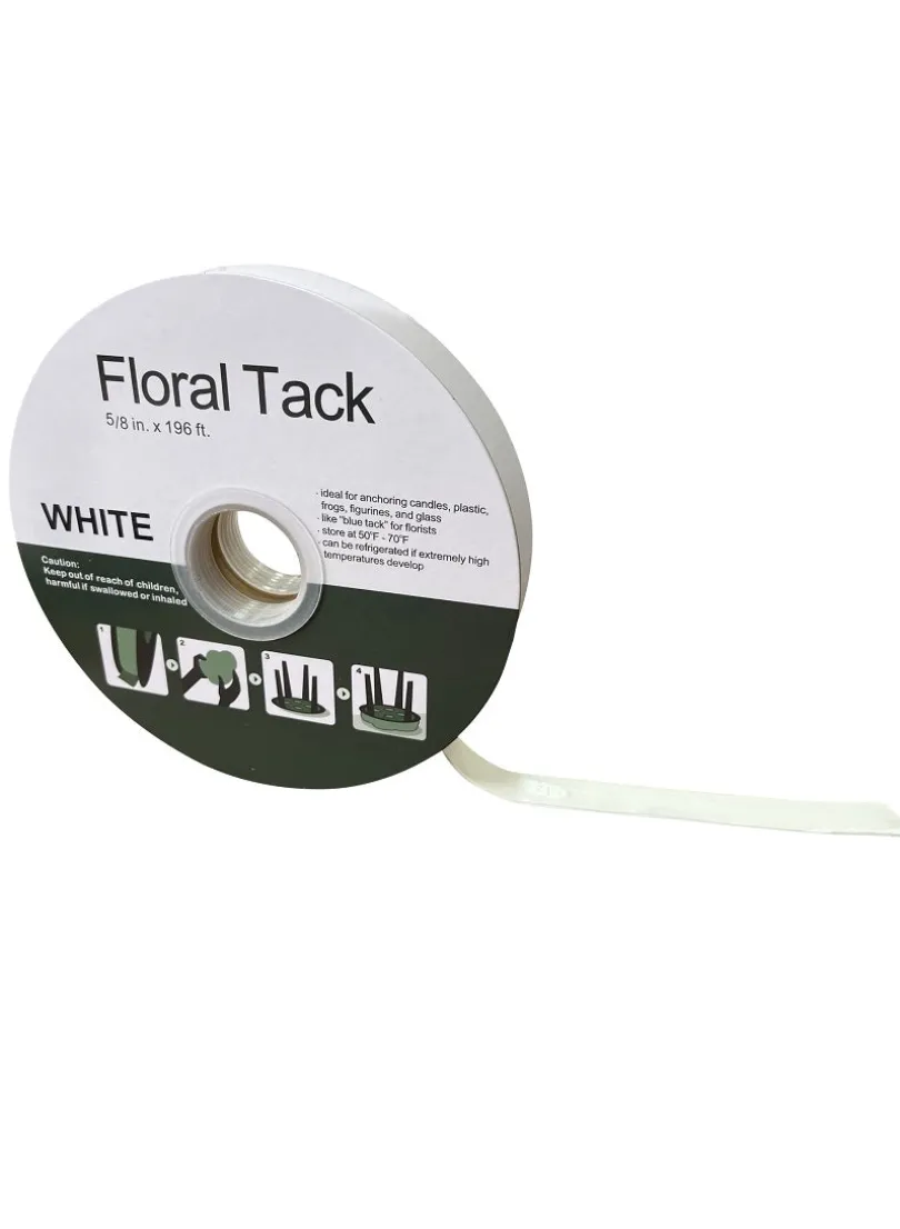 5/8in x 196ft White Floral Tack