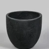 10in Yerevan Black Cement Stone Egg Pot
