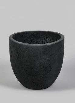 10in Yerevan Black Cement Stone Egg Pot
