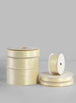 Ivory Double Faced Satin Ribbon 50 Yard Spool