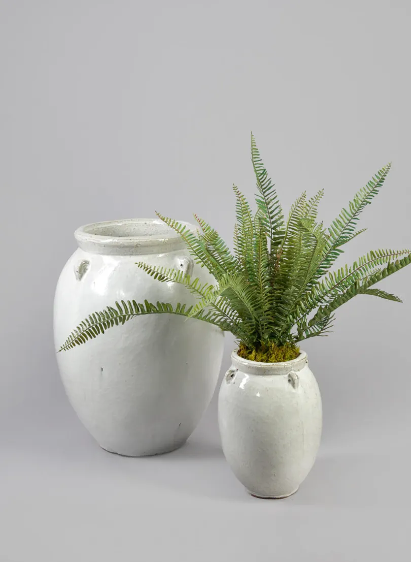 Jakarta Clay & Ceramic Urn Planters, Cloud White