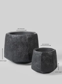 Kesari Aged Black Fiberglass Planter