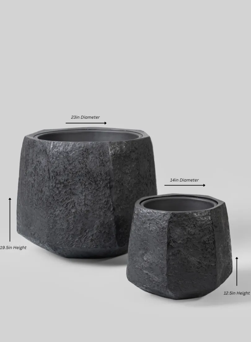 Kesari Aged Black Fiberglass Planter