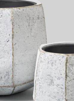 Kesari Aged White Fiberglass Planter