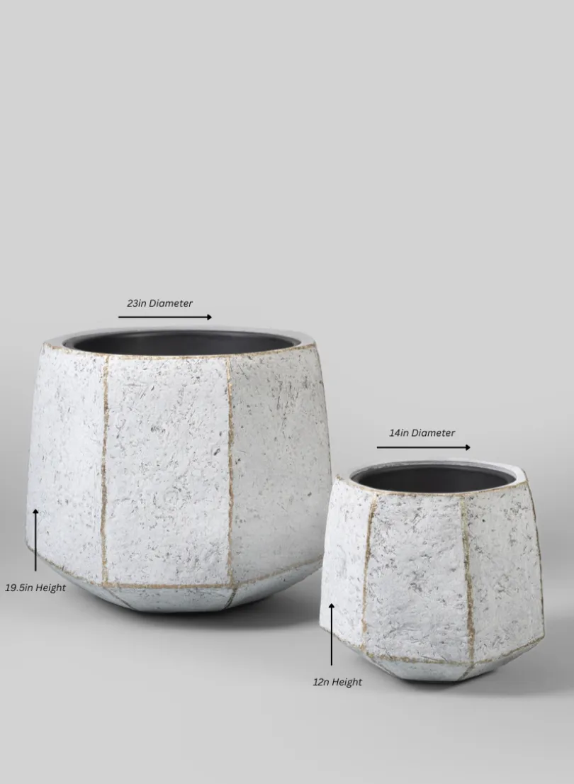 Kesari Aged White Fiberglass Planter