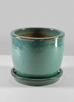 Laos Teal Glazed Ceramic Planter
