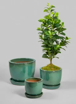 Laos Teal Glazed Ceramic Planter