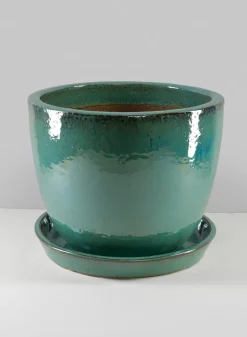 Laos Teal Glazed Ceramic Planter