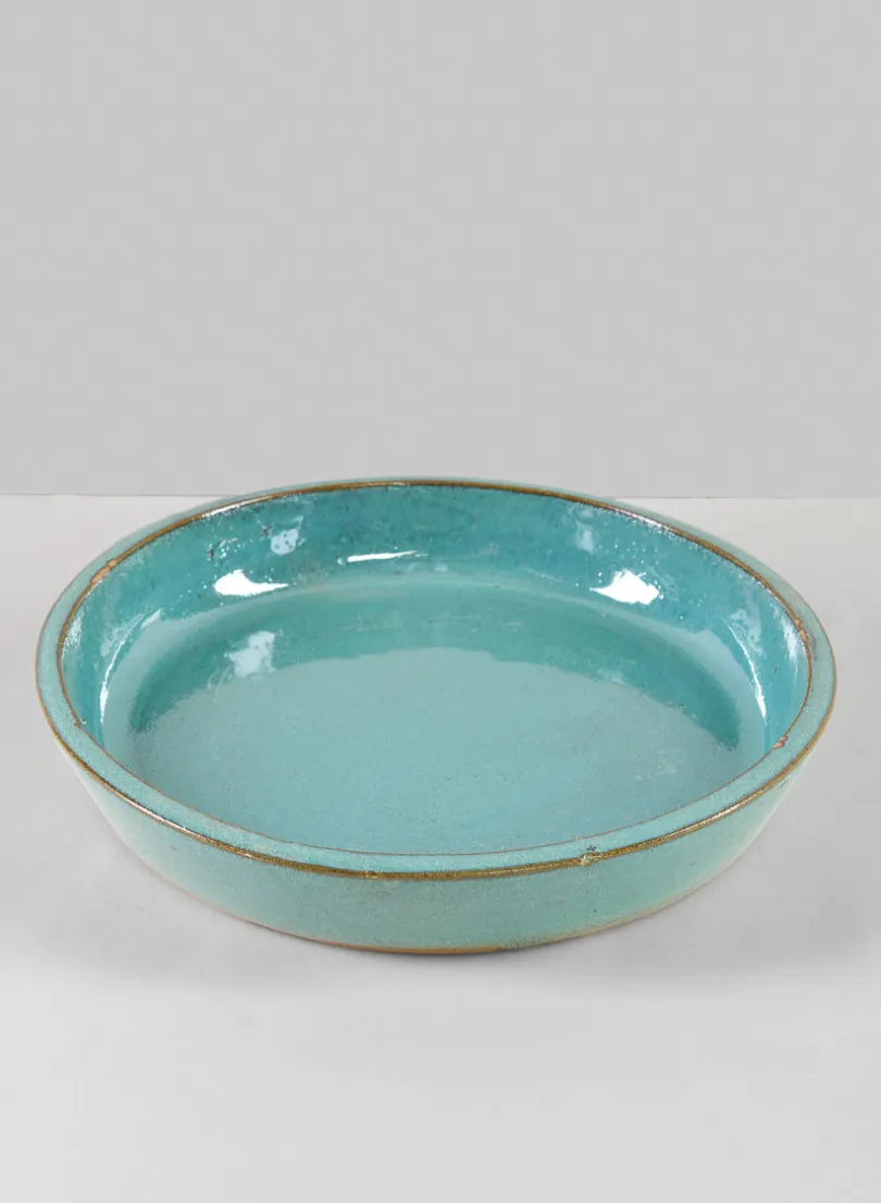 Laos Teal Glazed Clay & Ceramic Saucer