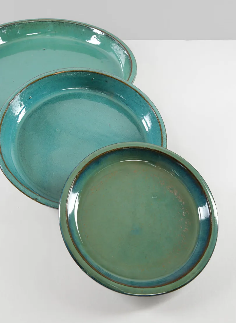 Laos Teal Glazed Clay & Ceramic Saucer