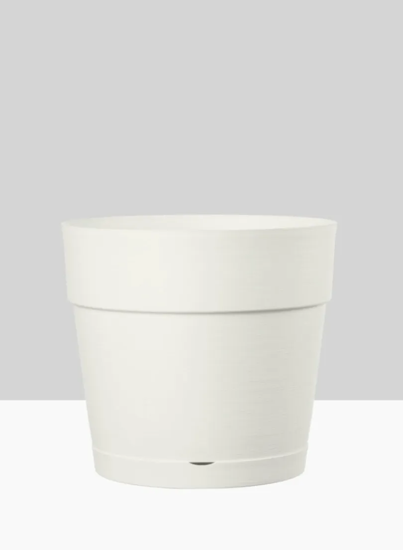 Loft White Plastic Pot With Attached Saucer