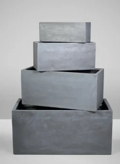 Longine Patio All Weather Light Weight Speckle Grey Polyresin Rectangular Planters