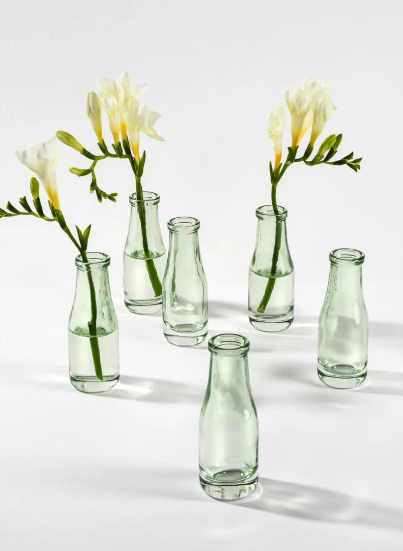 Mexican Green Glass Bud Glass Vases