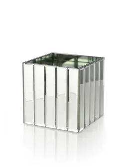 Mirror Strips Cube Glass Vases