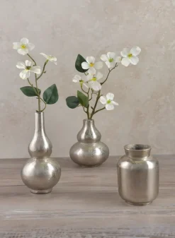 Orseil Deco Mini Aluminum Vases, Old Silver, Set of 3