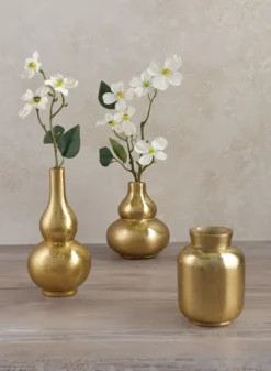 Orseil Deco Mini Aluminum Vases, Old Gold, Set of 3
