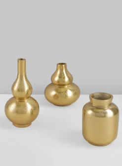 Orseil Deco Mini Aluminum Vases, Old Gold, Set of 3