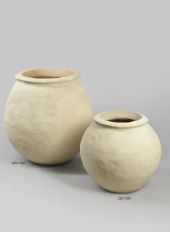 Petra Aged White Wash Fishbowl Planter