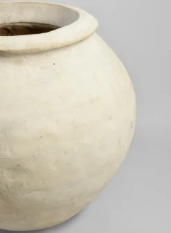 Petra Aged White Wash Fishbowl Planter