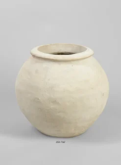 Petra Aged White Wash Fishbowl Planter