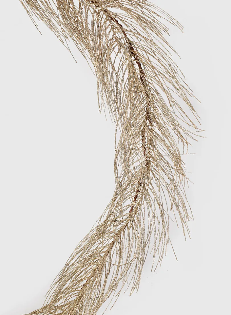 Platinum Glitter Pine Needle Garland