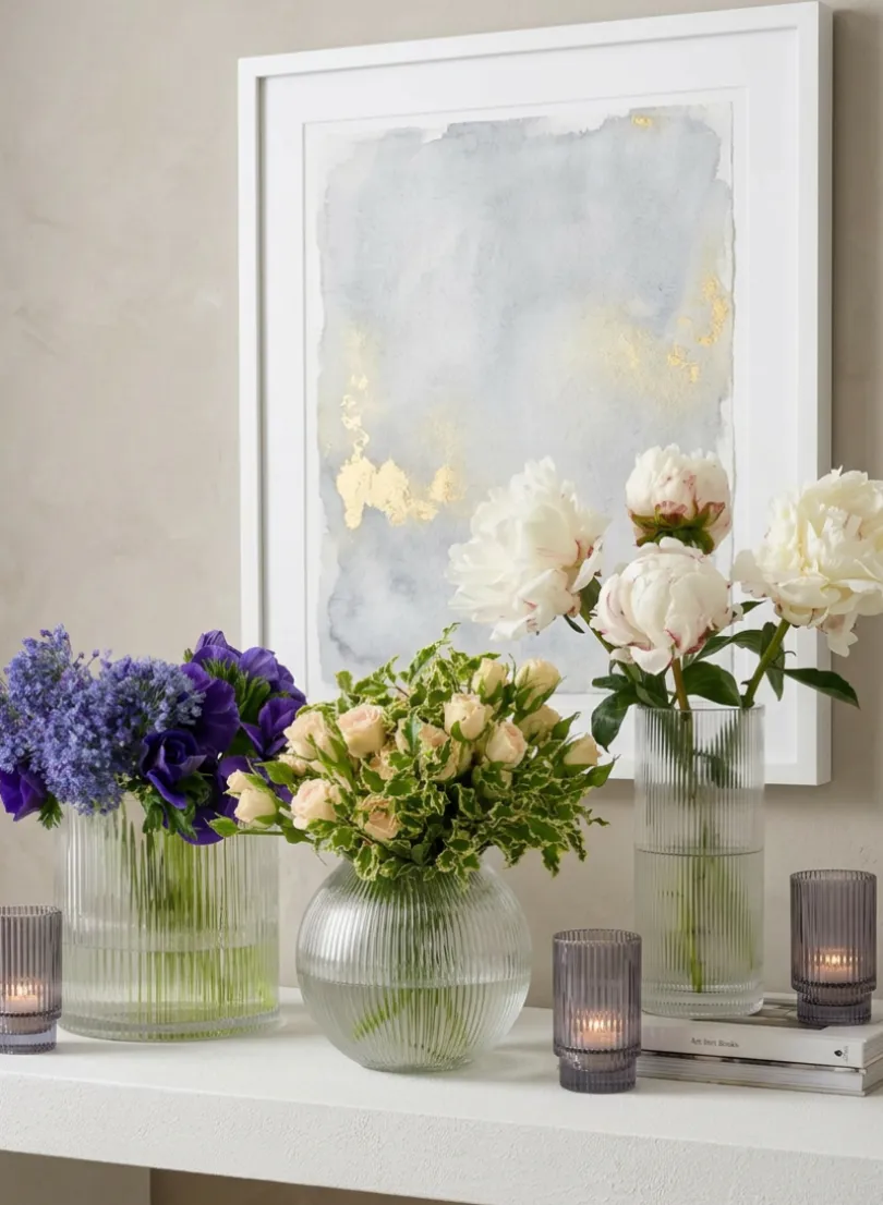 Pleated Glass Fishbowl Vase