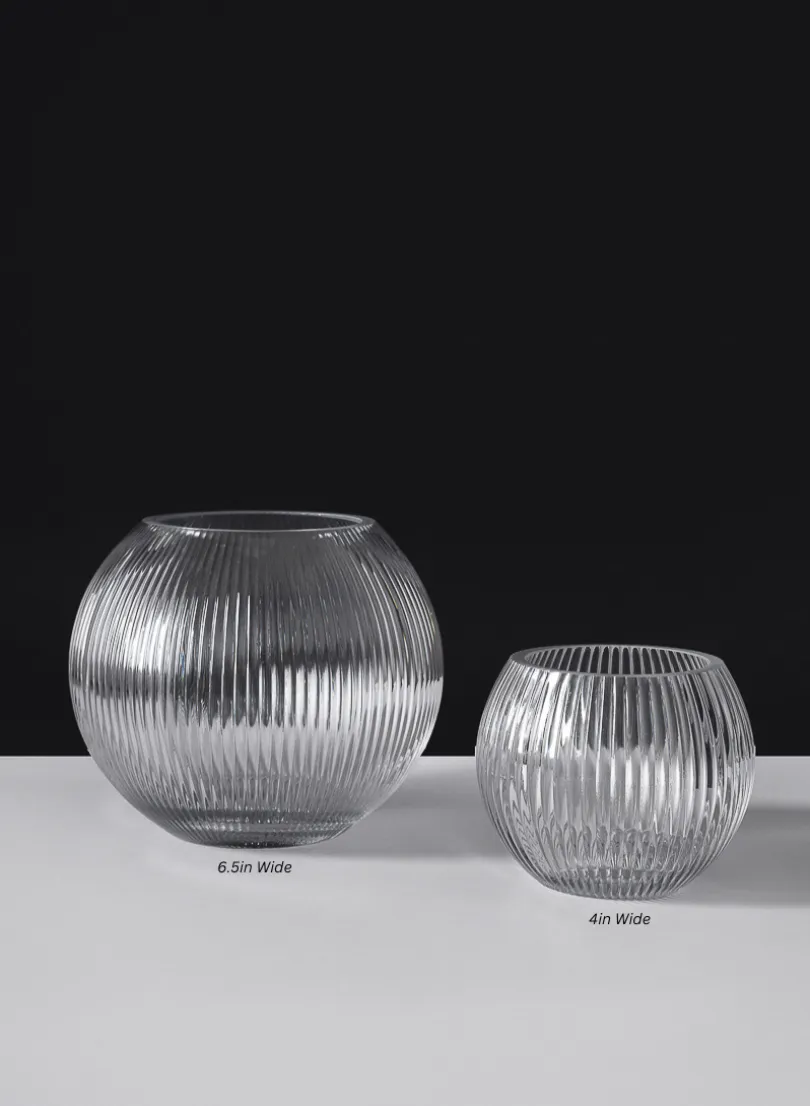 Pleated Glass Fishbowl Vase