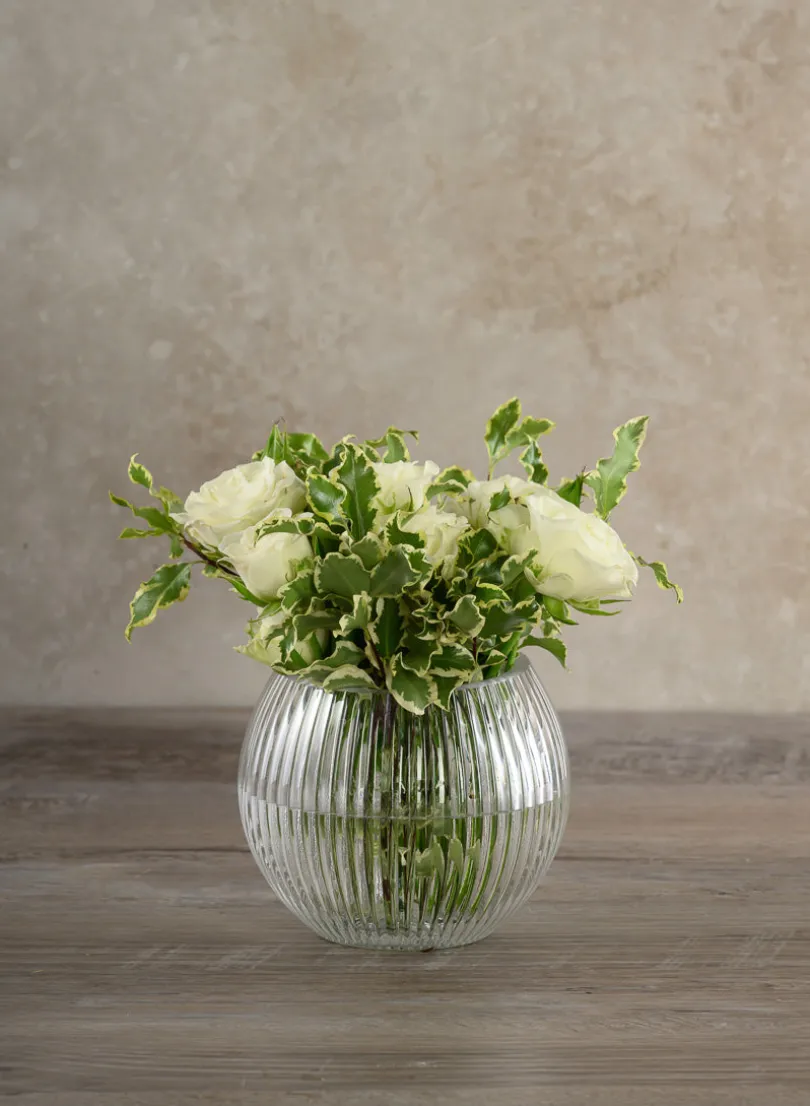 Pleated Glass Fishbowl Vase
